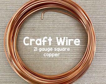 21 Gauge Square Copper Wire, 7 Yards
