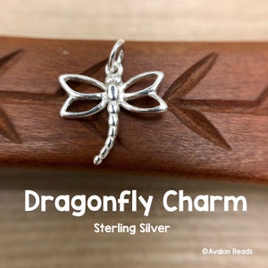 Dragonfly Charm, Sterling Silver 13mm, 2 Pieces