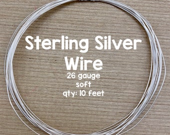 26 Gauge Sterling Silver Wire, Soft Wire, 10 Feet