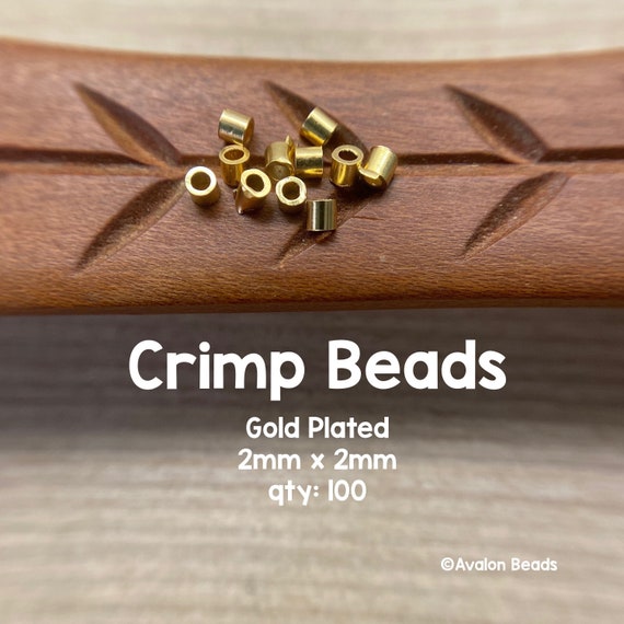 Gold Plated Crimp Beads, 100 Pieces, Crimping Tube Beads for