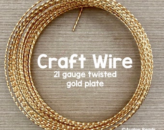 21 Gauge Twisted Square Gold Plate Wire, 15 Feet