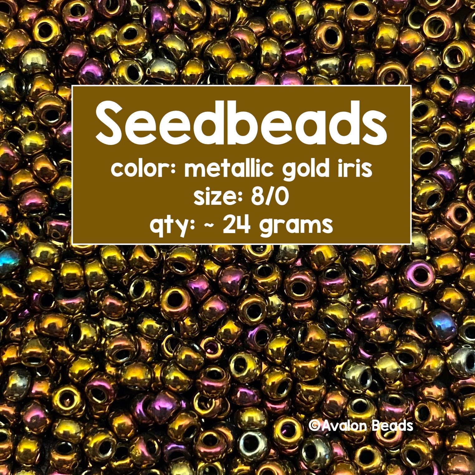Size 8/0 Japanese Miyuki Seedbeads, Metallic Gold Iris, Code # 8
