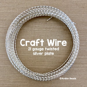 21 Gauge Twisted Square Silver Plate Wire, 15 Feet