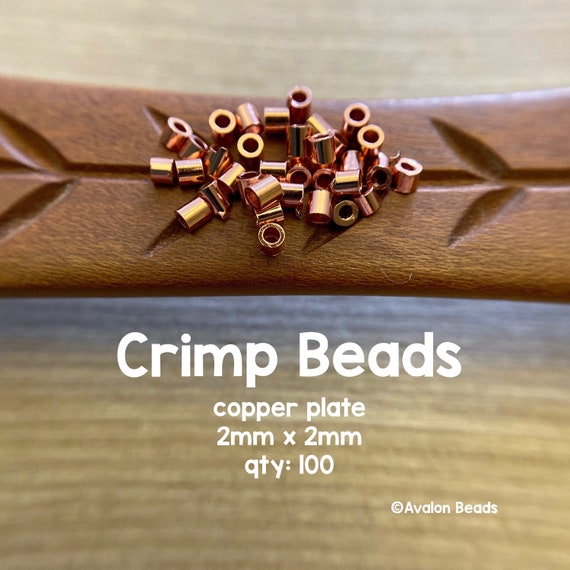 Copper Plated Crimp Beads, 2x2mm, 100 Pieces 