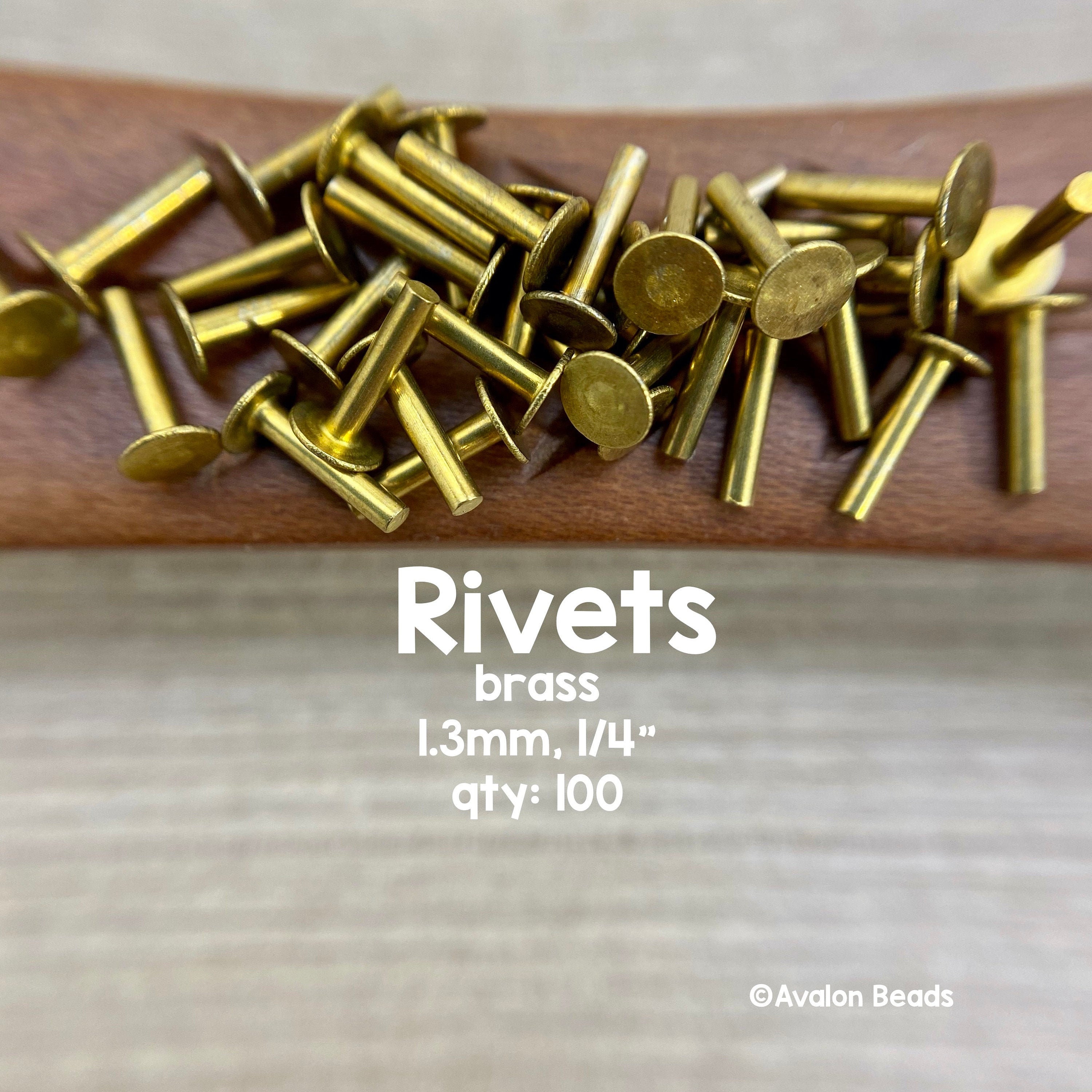 Brass Rivets, 1/4, 1.3mm, 100 Pieces 