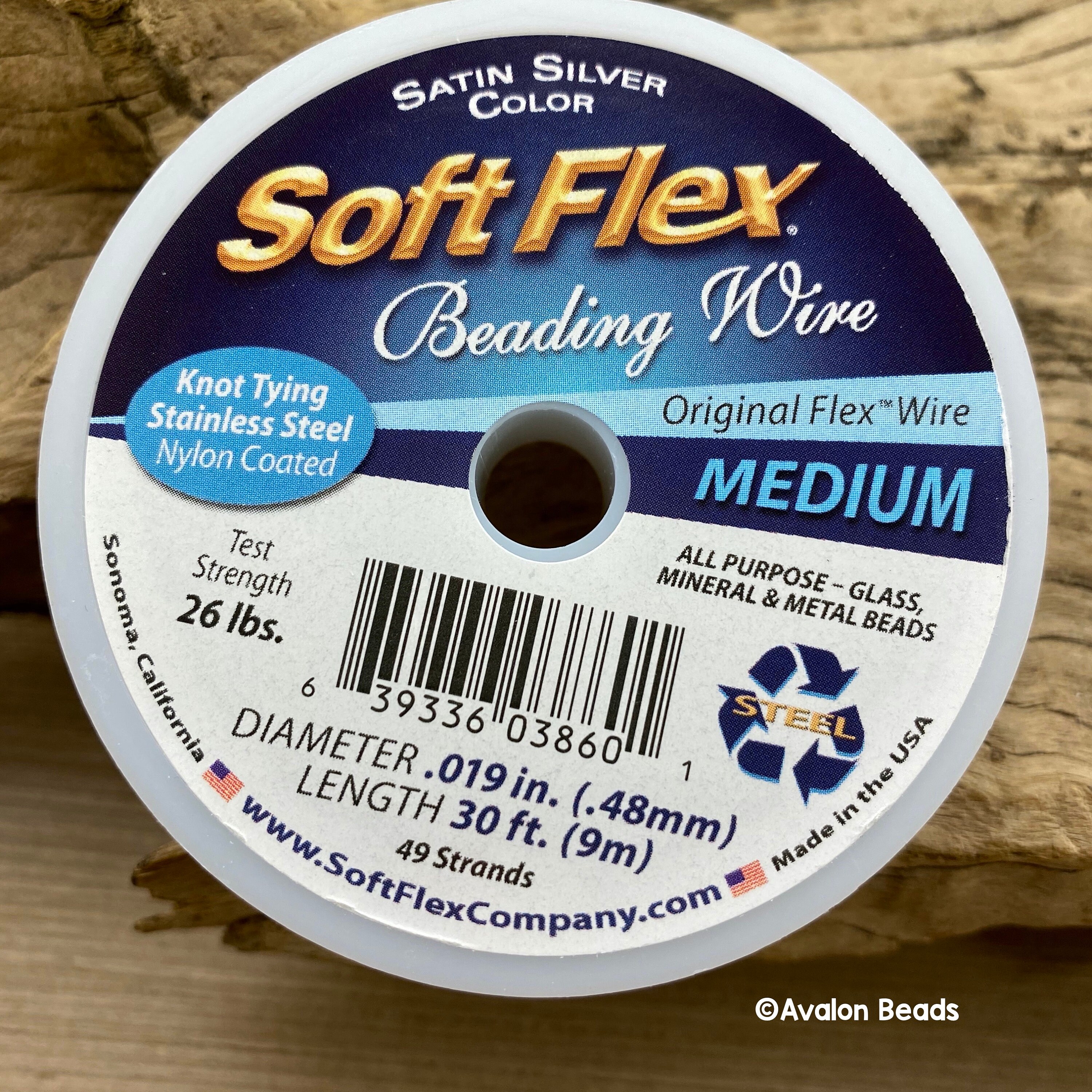 Soft Flex 49-Strand Original Satin Silver .019 Beading Wire 100-Ft. Spool