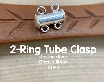 Sterling Silver Two Ring Tube Clasp, Double Strands