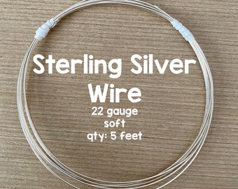 22 Gauge Runder Sterling Silber Draht, weich, 5 Fuß