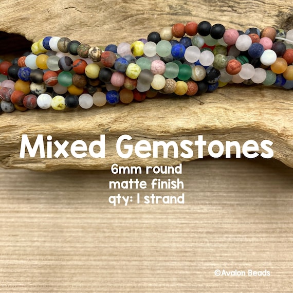 6mm Mixed Matte Gemstones Round Rainbow Gemstones 15 1 2 Inch