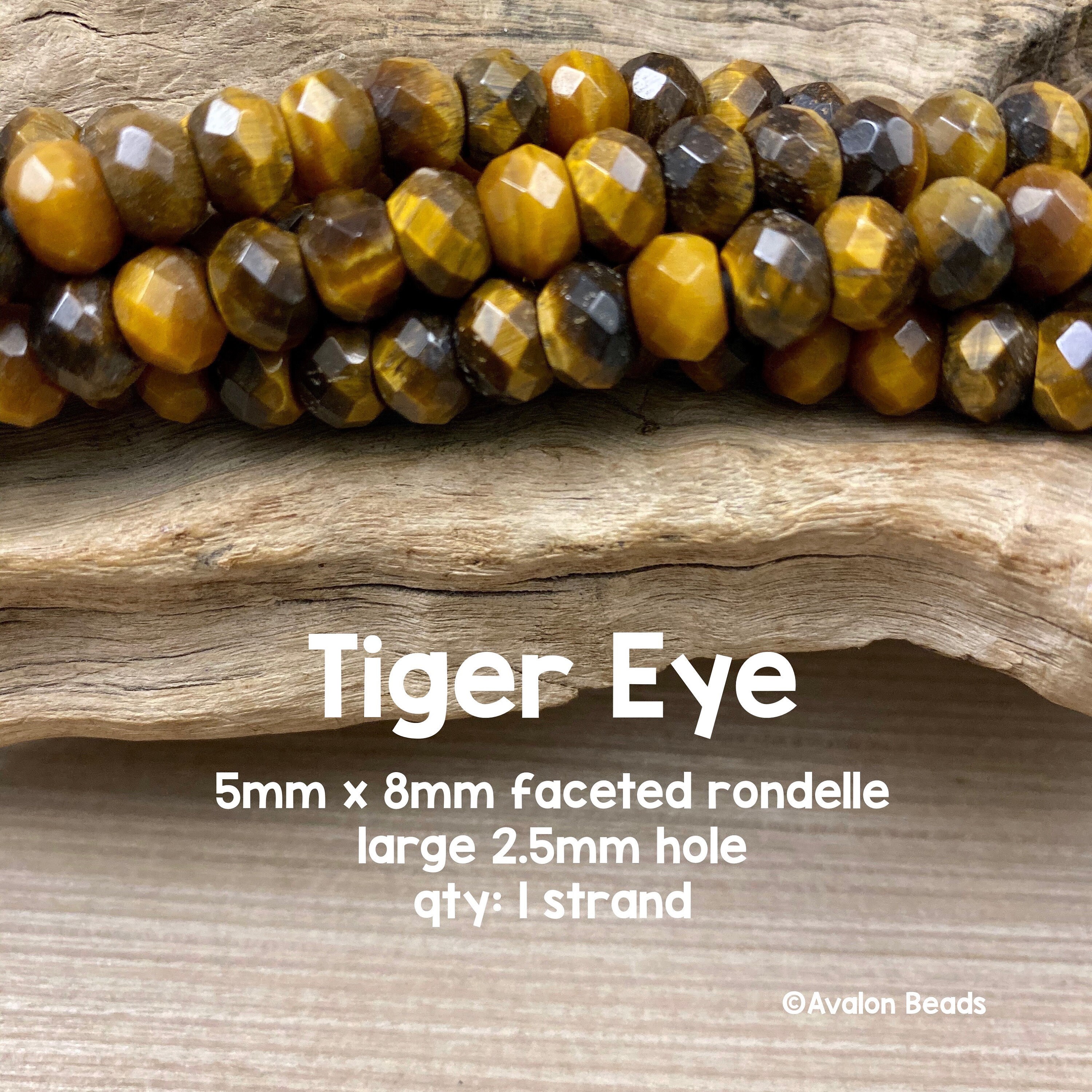 大きな穴のタイガーアイ宝石ビーズ、5 mm x 8 mm ファセットロンデル