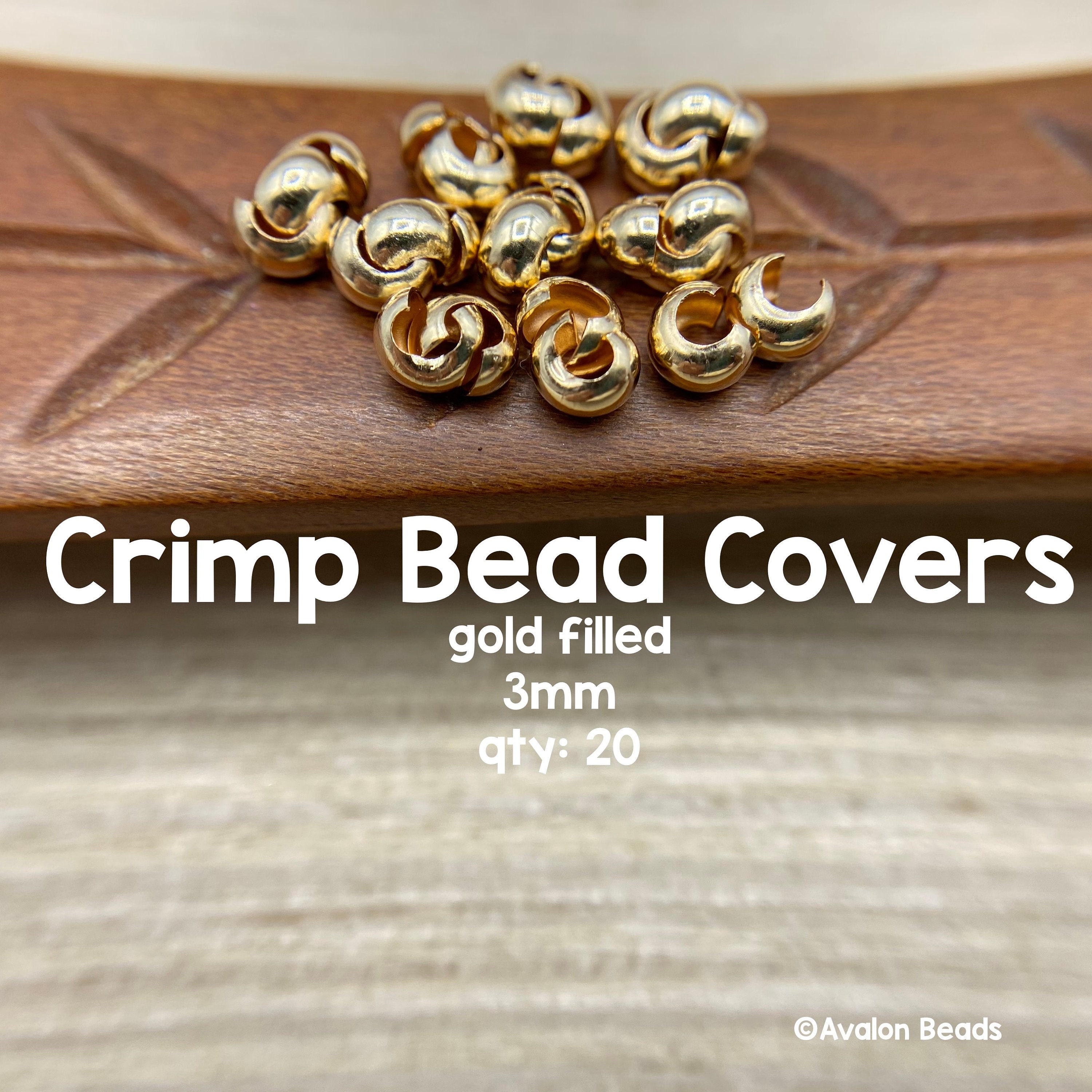 Gold-filled Crimp Bead Covers, 3mm, 20 Pieces 