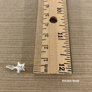 May include: A silver star charm measuring approximately 1/2 inch in diameter. The charm is shown next to a ruler for size reference.