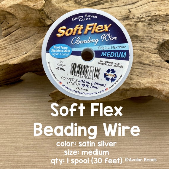 Soft Flex Beading Wire, .019, Medium, Satin Silver, 30 Ft. Spool 