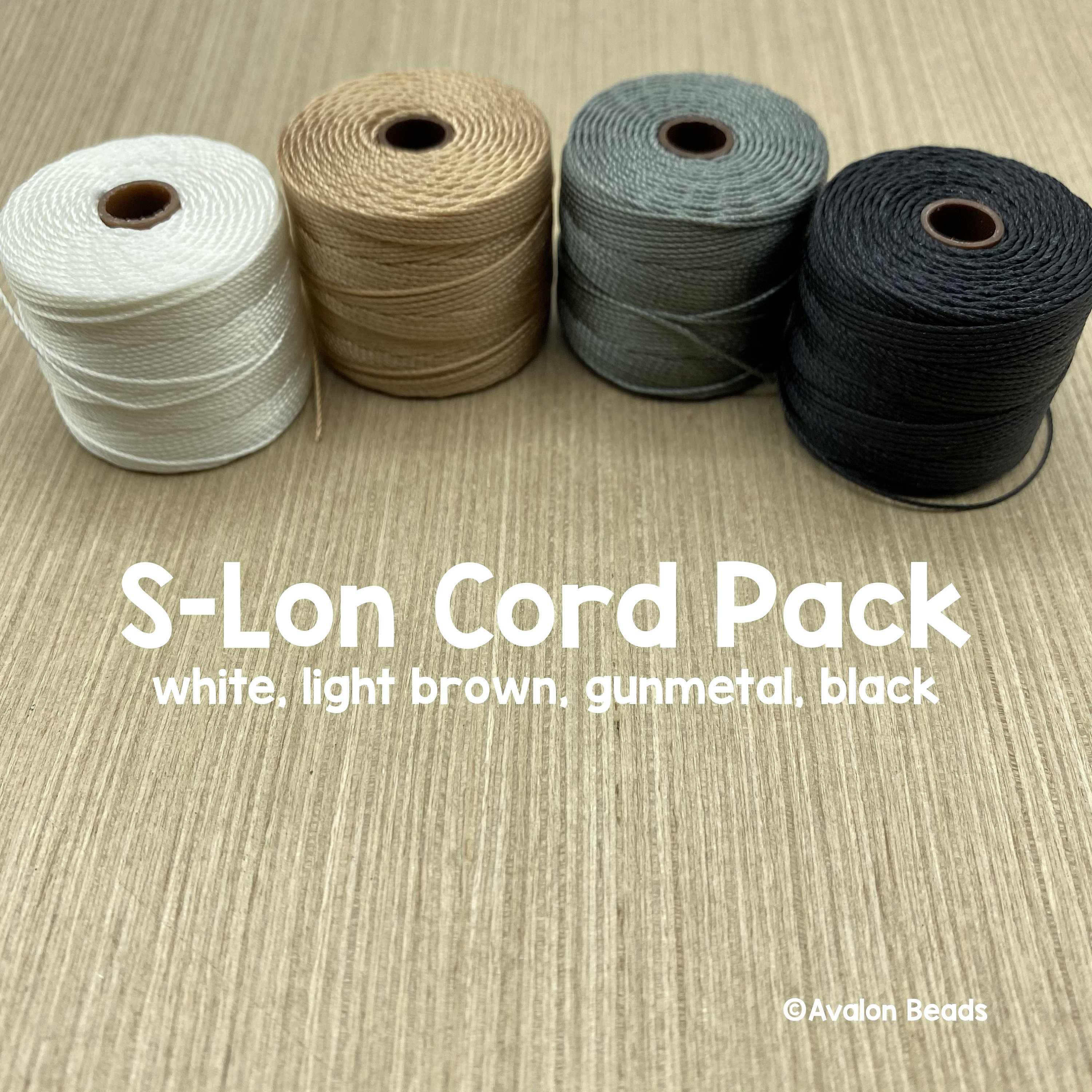 S-Lon Nylon Cord Pack, Tex 210, 4 Spools, Black, Gunmetal, White, Light Brown