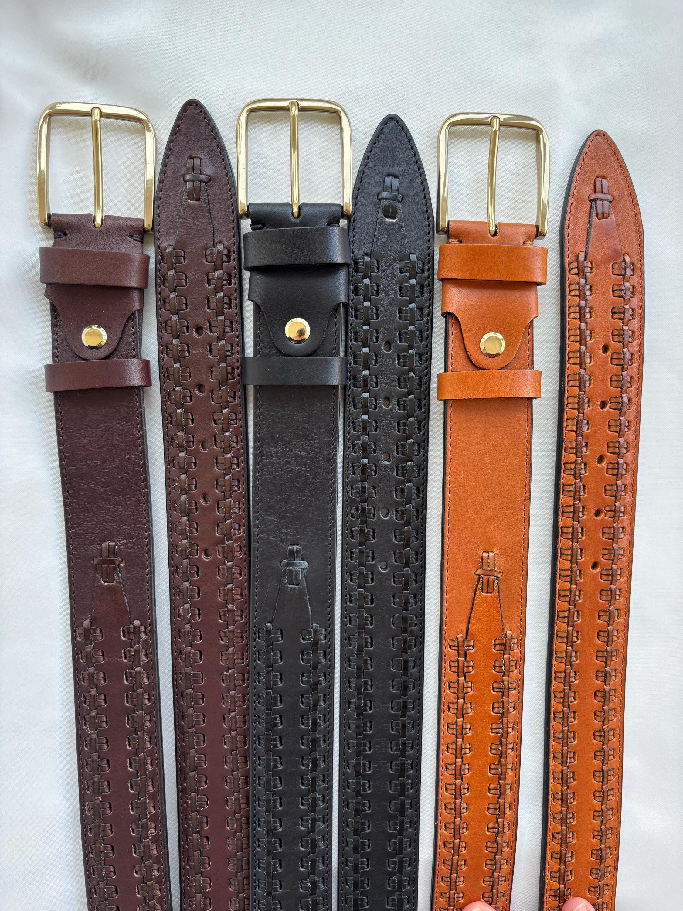 Boutique style artesian leather belt handcrafted Studio_DArtisan_B81_NAT0455.  main image 2