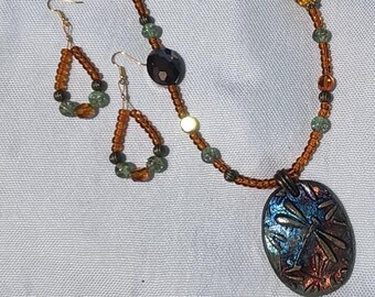 Dragonfly Necklace and Earrings