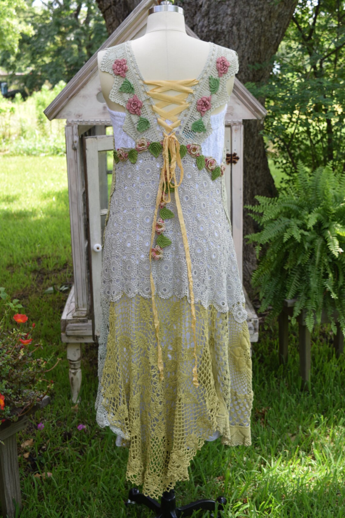 Luv Lucy Crochet Dress Flower Gypsy Boho Beach Etsy