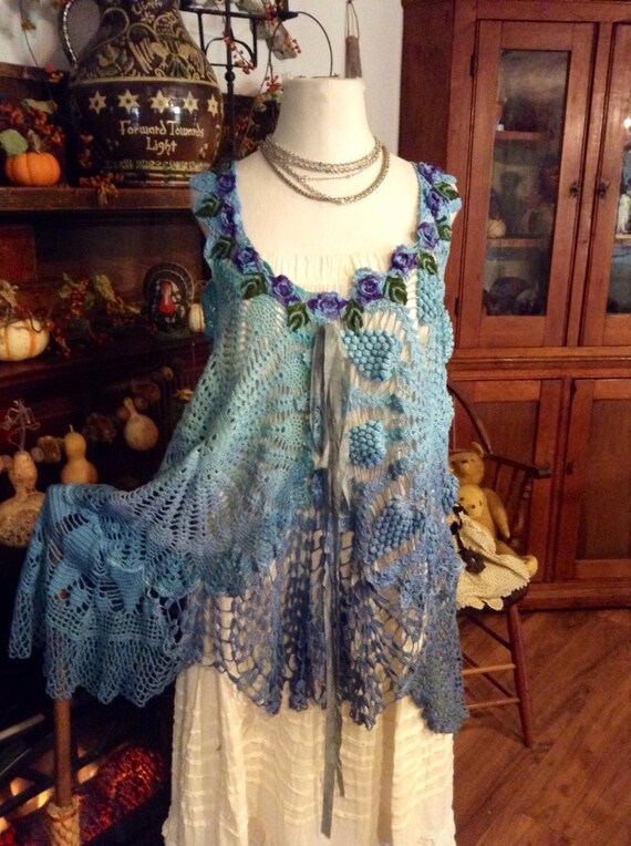 Items similar to Rising Tides Crochet Tunic by Luv Lucy boho romance on ...