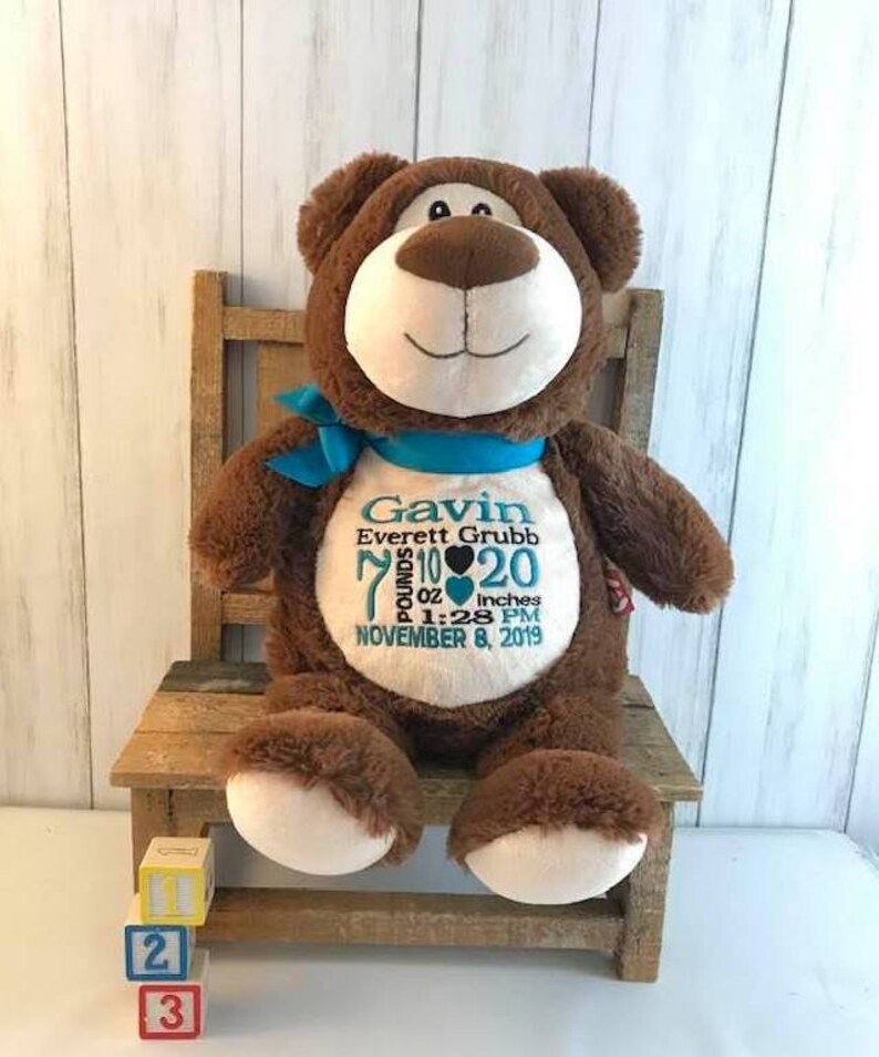 First Birthday Gift. Stuffed Animal With Birth Stats. Gift for Etsy