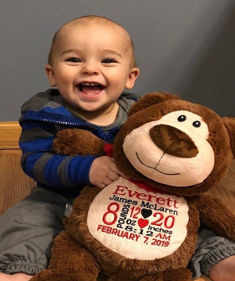 First Birthday Gift. Stuffed Animal With Birth Stats. Gift for Etsy
