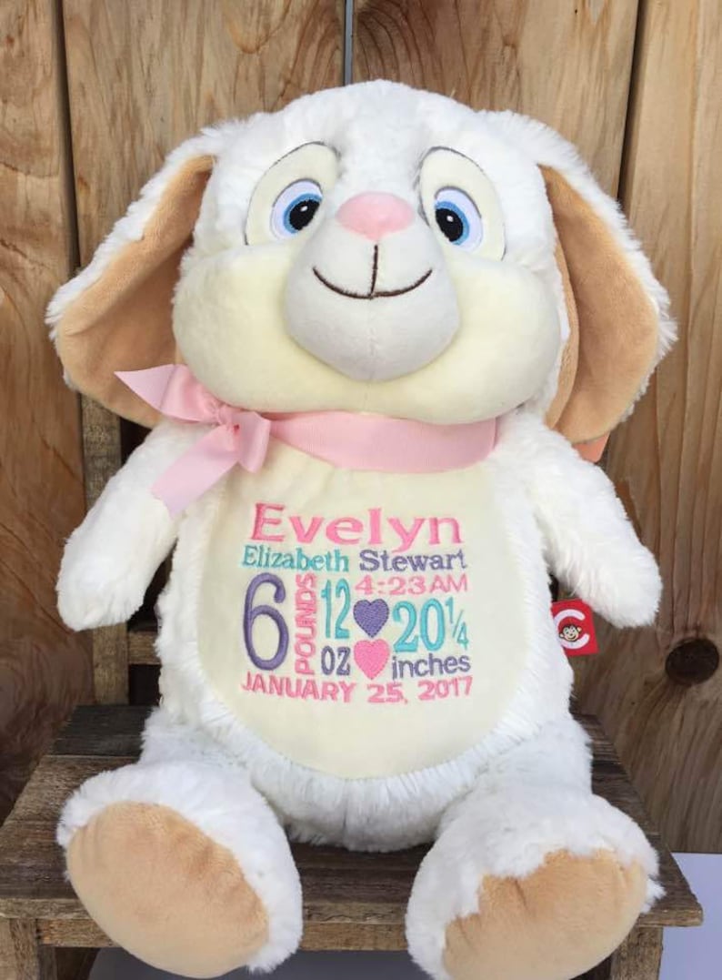 Personalized Birth Announcement Stuffed Animal Bunny. Etsy