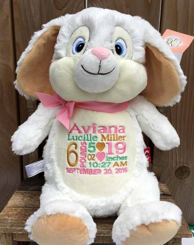 Personalized Birth Announcement Stuffed Animal Bunny. Etsy