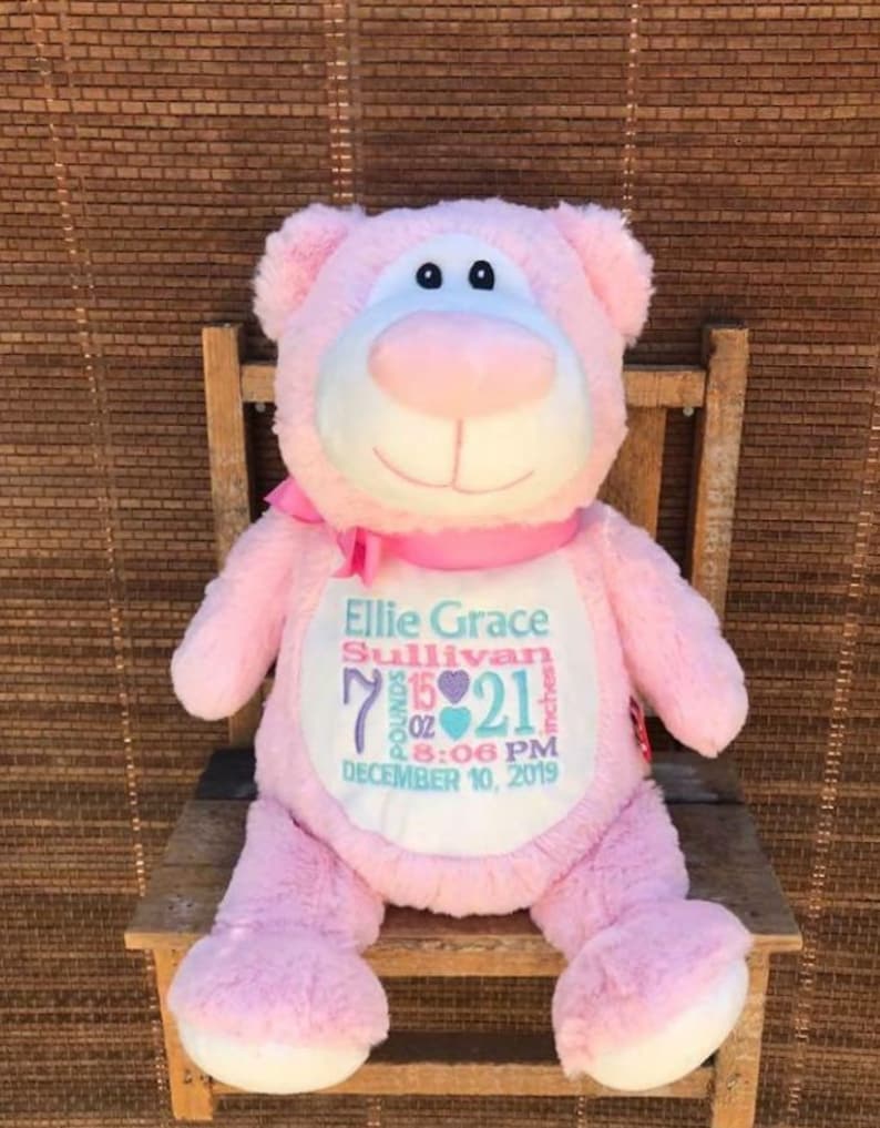 Stuffed Animal With Birth Stats. Baby Girl Gift. Birth Etsy
