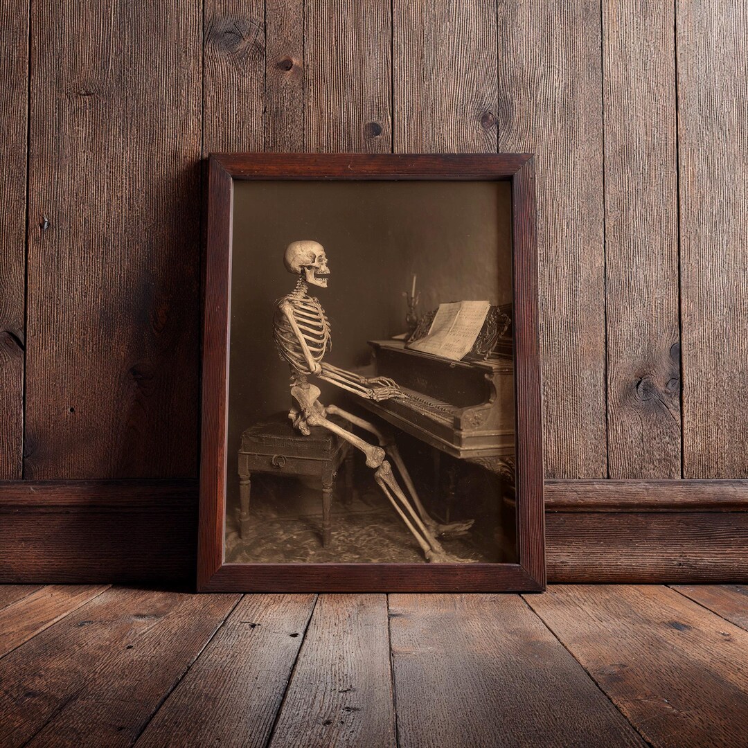 Squeleton Portrait Vintage Skeleton Pianist Portrait: Gothic Oddities Print - Etsy