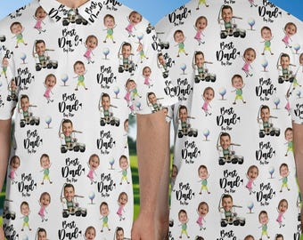Custom Best Dad Family Golf Polo Shirt, Personalized Kids Face Dad Shirt, Funny Father’s Day Golf Gift Polo, Matching Family Outfit