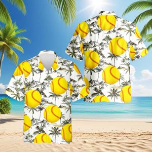 Softball Hawaii-Hemd, Tropisches Softball Aloha Shirt, Softball Strand Shirt, Sommer Sport Shirt, Softball-Liebhaber Geschenk Shirt