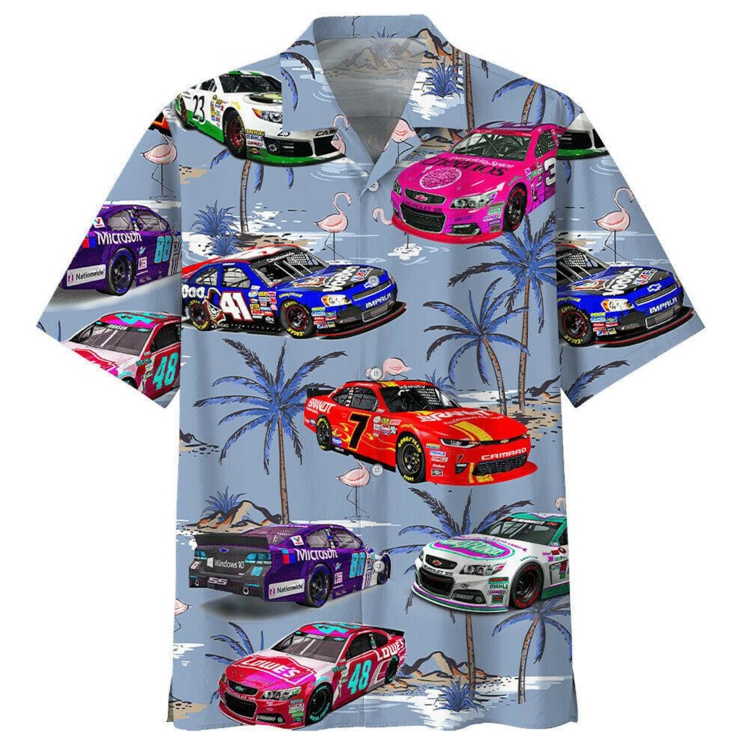 Race Car Hawaiian Shirt, Stock Car Aloha Shirt, Racing Car Hawaiian ...