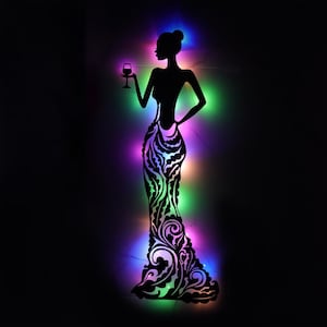 Illuminated Customizable Woman Themed Painting, Aesthetic Wall Decor, Valentine&#39;s Day Gift, Housewarming Gift,Mother&#39;s Day Gift,Living Dekor