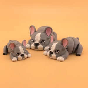 Articulated French Bulldog 3D Print File: Flexi Dog Figure + Keychain (STL + 3MF Digital Download)