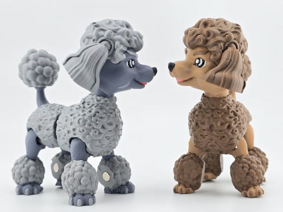 Flexi Poodle – Print-in-Place Articulated Dog (Digital Files) | Magnet-Ready Option | 3D Print file