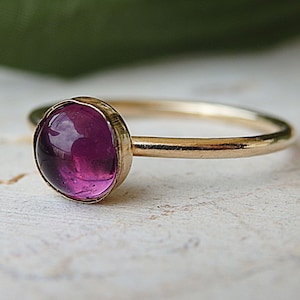 Amethyst Ring, Purple Amethyst Ring, Gold Filled Ring,Circle Ring, February Birthstone.Purple Stone Ring. Midi Ring. Little Ring.petite ring