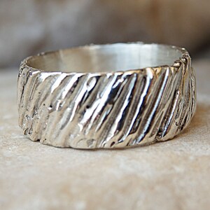 Textured Wedding Ring, 925 Silver Ring, Silver Wedding Band, Textured Silver Band Ring, Wide Ring, Women&#39;s Men&#39;s Wedding Silver Band Ring