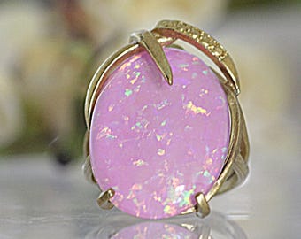 Pink Opal Gold Filled Ring: Modern October Statement Ring