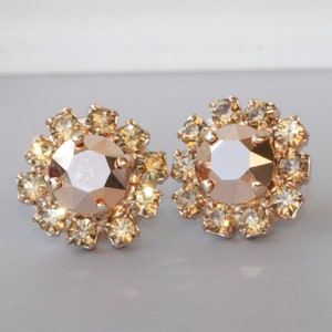 ROSE GOLD STUDS,  Stud Earrings, Gift For Girlfriend, Vintage Style, Minimalist Earrings, Simple Earrings, Bridal Earrings, Crystal Earrings