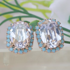 DUSTY BLUE EARRINGS,  medium stud Earring, Blue Turquoise Earrings, Bridal Light Blue Earrings, Bridesmaids Earrings Set, Christmas Gift