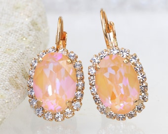 Pendientes colgantes de cristal naranja: Joyería color melocotón claro
