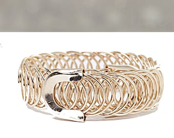 Rose Gold Arm Cuff: Chunky Bridal Bangle, Adjustable Wire Bracelet