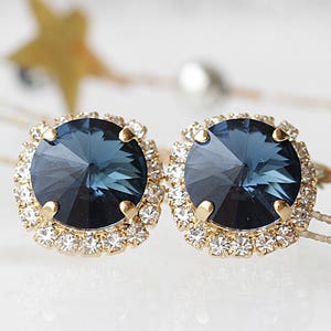NAVY STUD EARRINGS, Simple Studs, Blue Weddings, Navy Blue Studs, Bridal Navy Earrings, Dark Blue Earrings,  montana,Woman Earrings