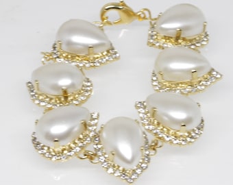 Ivory Pearl & Crystal Bridal Bracelet: Wedding Jewelry