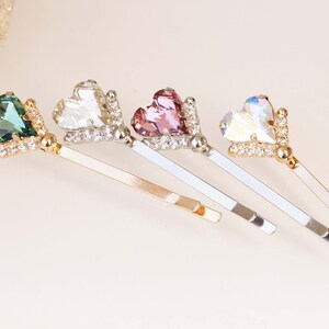 HEART BOBBY PINS, Bridal Bobby Pin, Wedding Hair Pins, Bridal  Bobby Pin, Decorative Hair Jewelry, Gift For Bridesmaids, Girl Gift
