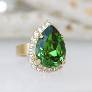 GRÜNER COCKTAIL RING, Verstellbarer Ring, Grüner Ring, Gold und Grün, Brautjungfern Ring, olivgrüner Ring, Grüner KristallRing, Smaragdgrünes Geschenk