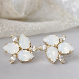 OPAL EARRINGS, Wedding Earrings,  Earrings, Stud Earrings, Bridal White Opal Earrings, Bridesmaids Earrings Set, Bridal Shower Gift