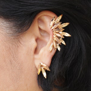 Rose Gold Champagne EAR CLIMBER EARRINGS Bridal Climbing - Etsy