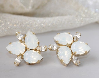 OPAL EARRINGS, Wedding Earrings,  Earrings, Stud Earrings, Bridal White Opal Earrings, Bridesmaids Earrings Set, Bridal Shower Gift