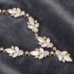 Collar de novia de perlas: conjunto de joyas de boda de ópalo de cristal