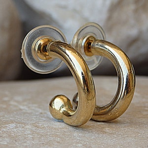 Gold Hoop Earrings, Half Hoop Post Earrings, Hook Hoop Earrings, Gold Plated Hook Earrings, Half Hoop Earrings, Gold Hoops, Gold Post Hoops